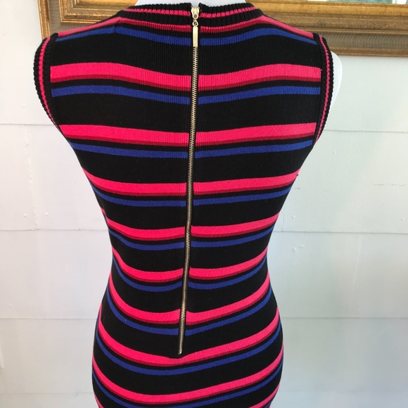 Striped Mini Sweater Dress with matching necklace - Picture 3 of 6